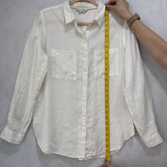 Boden Shirt Women Large White Button Front Long Sleeve 100% Linen Pockets - Picture 3 of 9